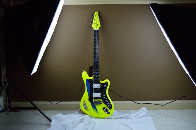 Custom guitar, body and neck detail. Built by William Gelvin, Gelvin Guitars
