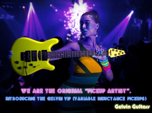 Custom guitar, body and neck detail. Built by William Gelvin, Gelvin Guitars