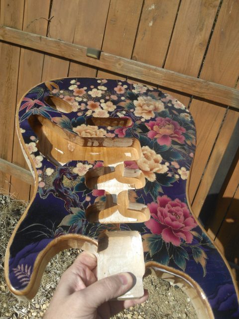 Custom guitar, body and neck detail. Built by William Gelvin, Gelvin Guitars